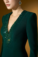 Emerald Crystal V-Neck Long Sleeve Mermaid Gown for women, from IHF ATELIER, The Viet Concept 