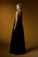 Aurélia Gold Black Lace Taffeta A-Line Evening Gown for women, from IHF ATELIER, The Viet Concept 