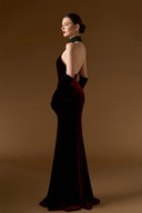 Veloura Crystal Collar Halter Velvet Mermaid Gown for women, from IHF ATELIER, The Viet Concept 