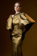 Aurielle Dark Gold Metallic Silk Turtleneck Mermaid Gown for women, from IHF ATELIER, The Viet Concept 