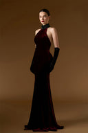 Veloura Crystal Collar Halter Velvet Mermaid Gown for women, from IHF ATELIER, The Viet Concept 