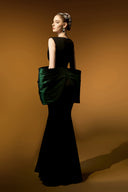 Noir Sculpted Mermaid Crepe Gown With Statement Bow for women, from IHF ATELIER, The Viet Concept 