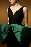 Noir Sculpted Mermaid Crepe Gown With Statement Bow for women, from IHF ATELIER, The Viet Concept 
