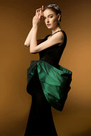 Noir Sculpted Mermaid Crepe Gown With Statement Bow for women, from IHF ATELIER, The Viet Concept 