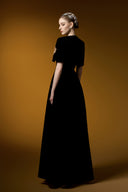Veloura Gold Black Velvet A-Line Cape Evening Gown for women, from IHF ATELIER, The Viet Concept 
