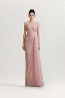 Paléa Couture Iridescent Pink Mesh Sequin Corset Gown for women, from CALISTA, The Viet Concept 