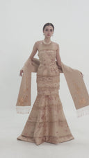 HAYTAN • Infinite Aurora Rose Taupe Hand-Embroidered Crystal Gown