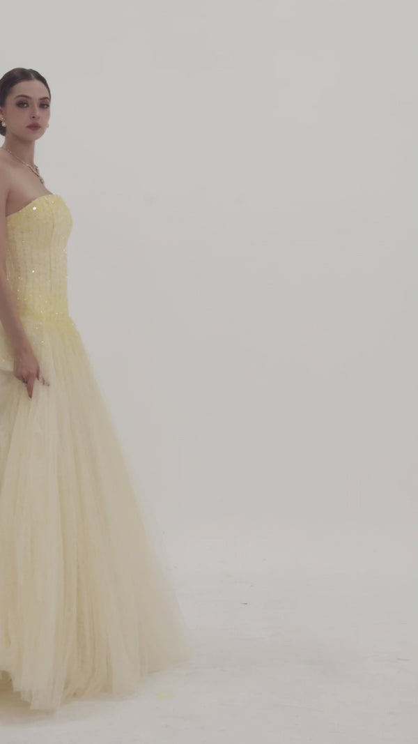 Lumière Serenity Light Butter Ball Gown for women from HAYTAN, The Viet Concept
