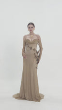 HAYTAN • Eternal Champagne Orchid Crystal Mermaid Gown