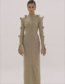 HAYTAN • Gold Shimmer Corset Maxi Dress