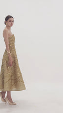 HAYTAN • Mirage Desire Gilded Mocha Strapless Embellished Midi Dress