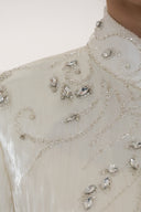 Haytan Beige Crystal-Embellished Abaya for women, from HAYTAN, The Viet Concept
