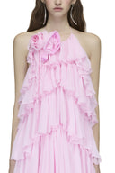 DAS LA VIE • Rosé Silent Drape Chiffon Halter Gown - The Viet Concept